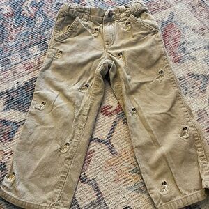 Gymboree Beige Corduroy Pants with Dog Embroidery